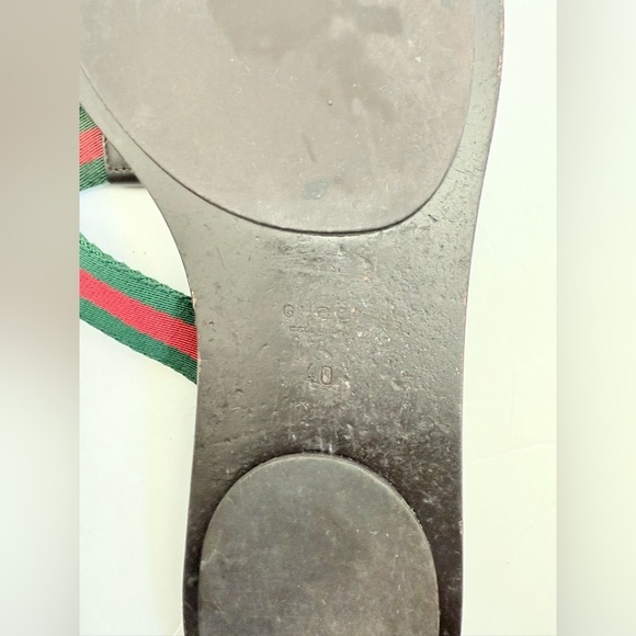 Gucci Black Leather Lifford interlocking GG web Thong Fabric flat sandals EU 40 - Picture 4 of 10